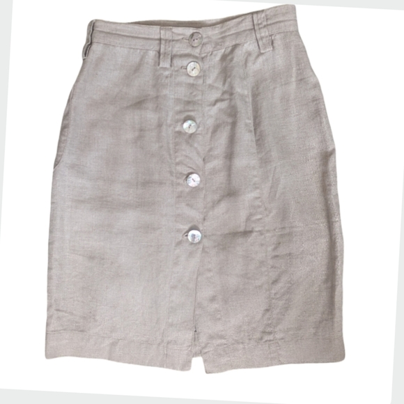 Vintage Ralph Lauren Country Linen Button Front Midi Skirt Size 4 - Picture 1 of 12